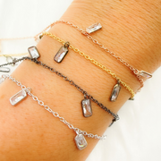 Cubic Zirconia Rectangle Shape Dangle Chain